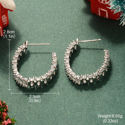 1 Pair Elegant Luxurious Simple Style Geometric Inlay Copper Zircon White K Ear Studs