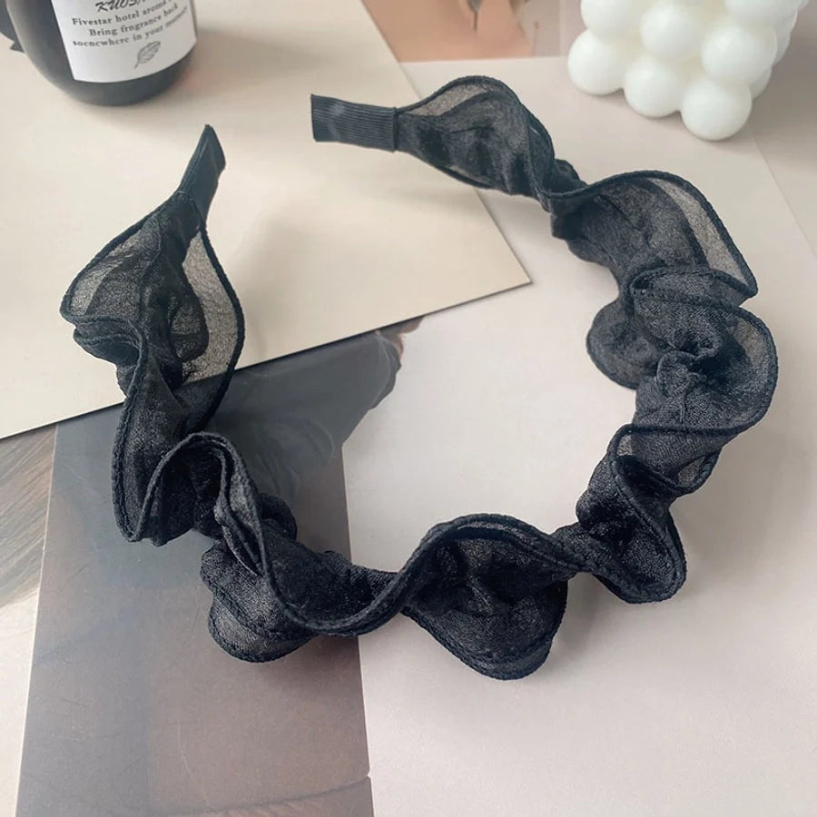 fashion solid color gauze pleated hair band 1 piece