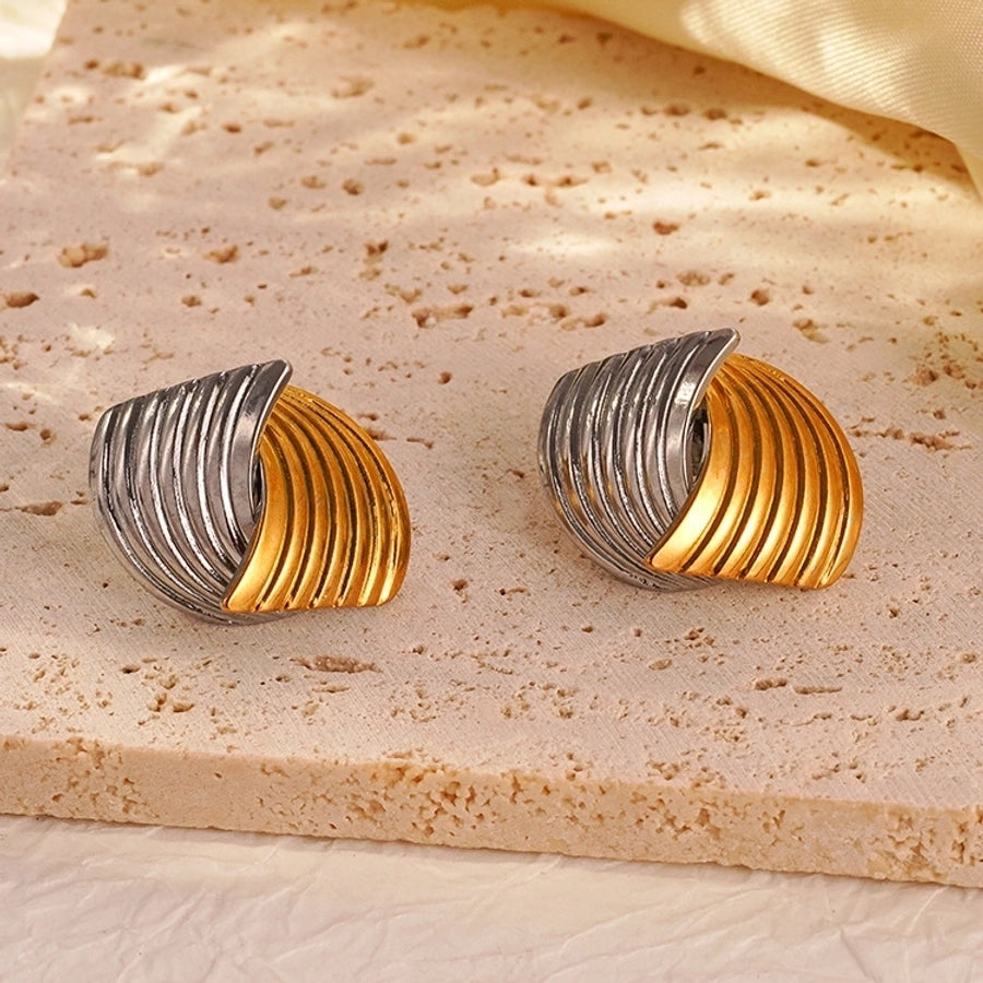1 Pair Simple Style Stripe 304 Stainless Steel Ear Studs