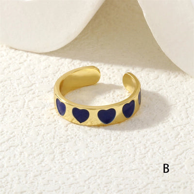 Jewelry Cute Pentagram Copper Enamel Open Rings