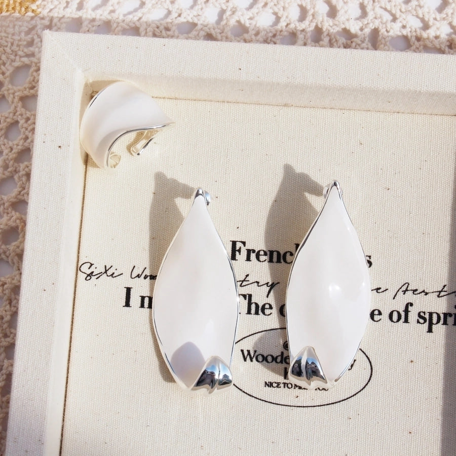 Drip glazed Brass 24K Gold Plated Inlay Leaves Water Droplets Zircon Open Rings