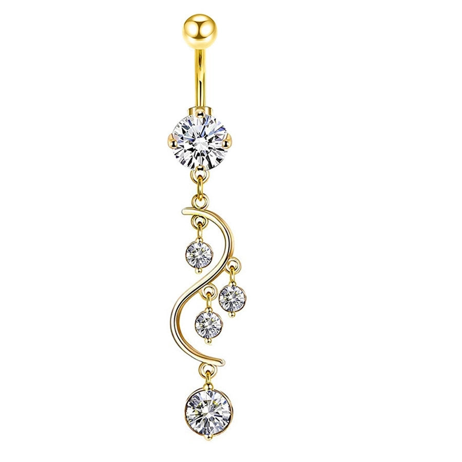 1 Piece Belly Rings Simple Style Shiny Round Heart Shape Bow Knot 316L Stainless Steel  Inlay Zircon