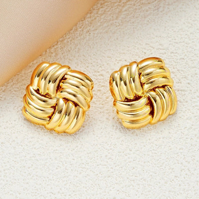 1 Pair Exaggerated Square Stripe Plating Alloy Gold Plated Ear Studs
