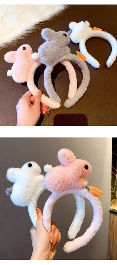 Headwear Cute Super Cute Plush Rabbit Hairband Women's Autumn and Winter Face Washing Non-slip Headband Internet Celebrity TikTok Other Hair Accessories