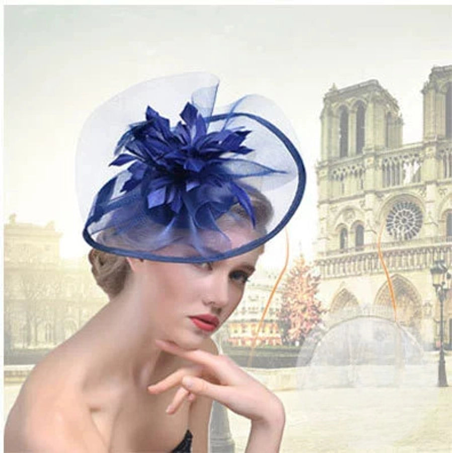 wave elastic net handmade bow feather hair accessories performance banquet accessories