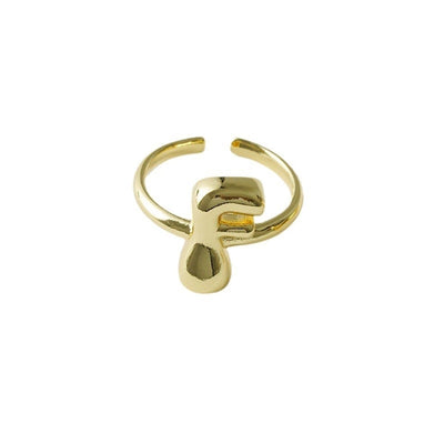 Copper Brass 18K Gold Plated Letter Open Rings