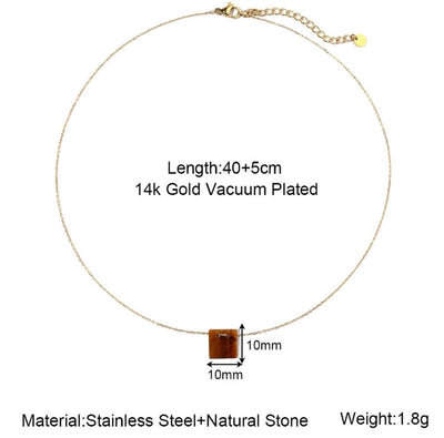 Jewelry Vintage Style French Style Simple Style Geometric Titanium Steel Natural Stone 14K Gold Plated Plating Pendant Necklace