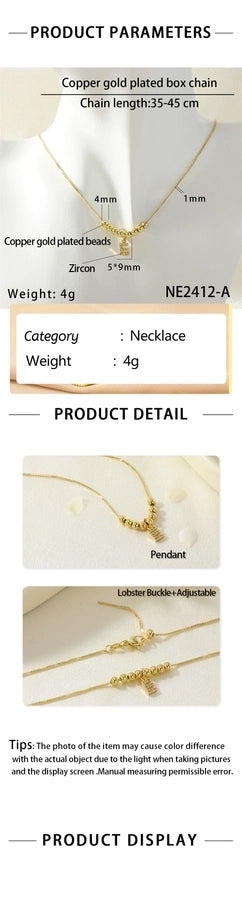 Jewelry Simple Style Letter Copper Zircon Inlay Pendant Necklace