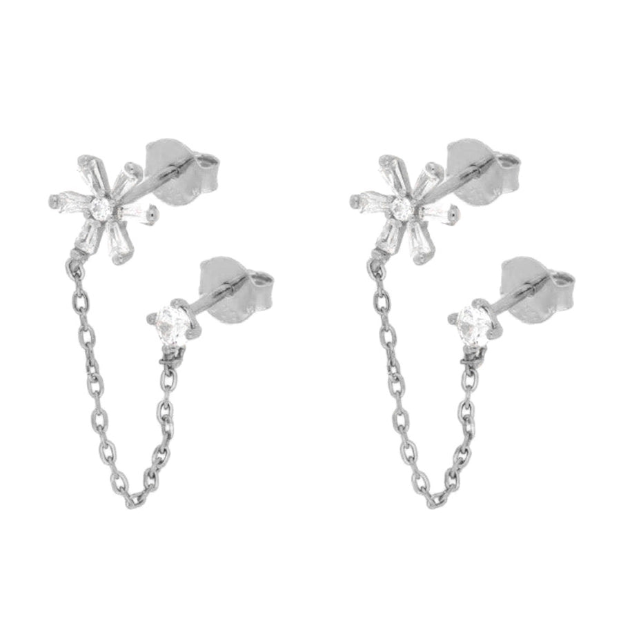 1 Pair Sweet Simple Style Shiny Flower Chain Inlay Copper Zircon Gold Plated Ear Studs