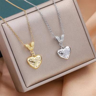 Jewelry Cute Heart Shape 316L Stainless Steel  Copper 18K Gold 18K Gold Plated Pendant Necklace