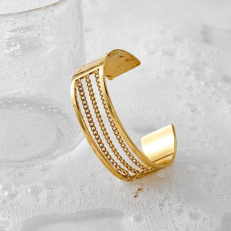 Casual Artistic Solid Color 16K Gold Plated White Gold Plated Gold Plated 316 Stainless Steel   Bangle