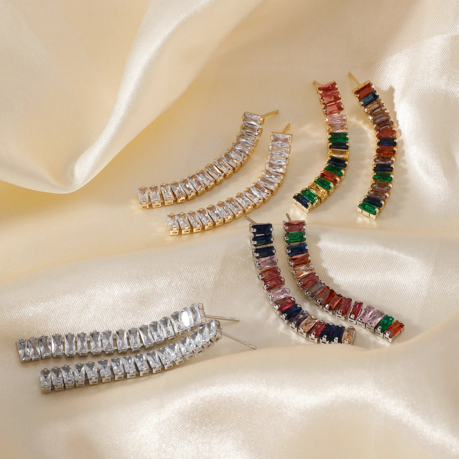 1 Pair Elegant Artistic Streetwear Tassel Asymmetrical Copper Glass K Gold Plated Rhodium Plated Ear Studs