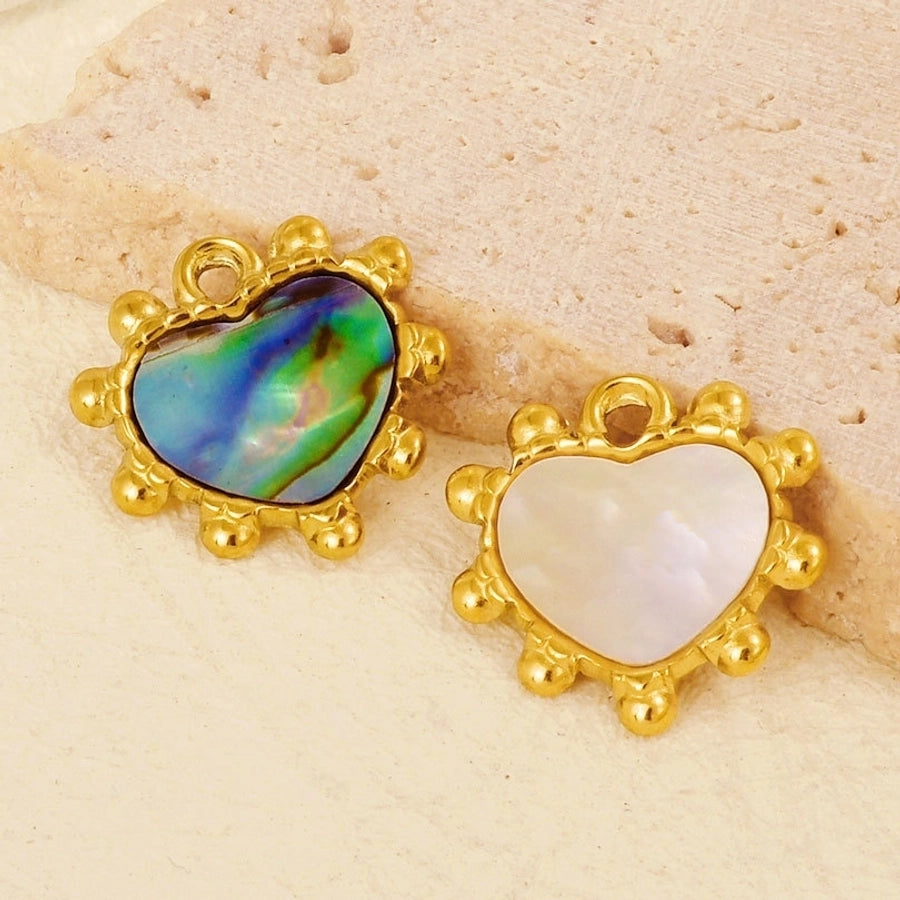 Jewelry Vintage Style Classic Style Heart Shape 304 Stainless Steel Shell Abalone Shell 18K Gold Plated Pendant Necklace
