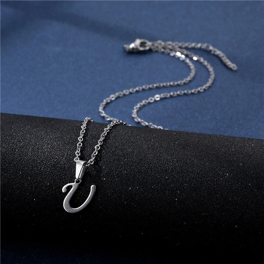 Jewelry Casual Simple Style Classic Style Letter 201 Stainless Steel Silver Plated Hollow Out Pendant Necklace