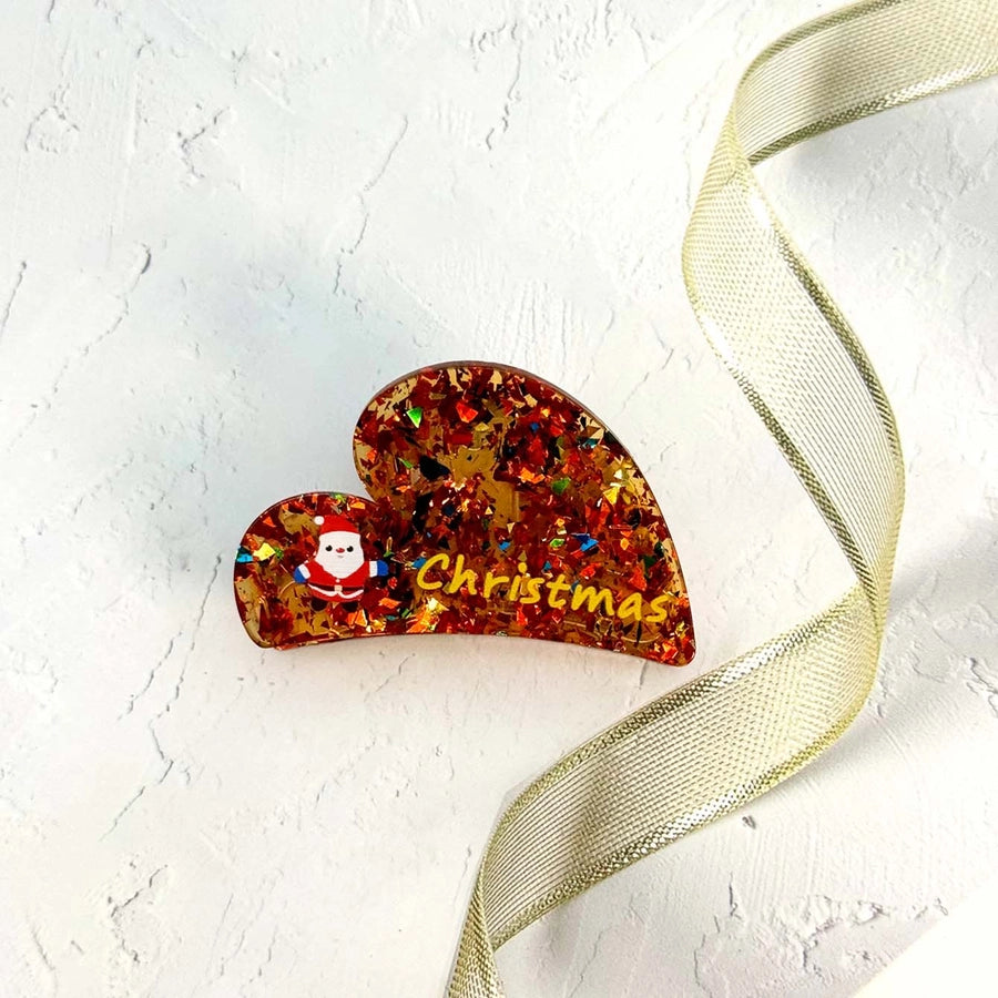 Christmas Cute Simple Style Women's Animal Santa Claus Heart Shape Arylic Hair Claws