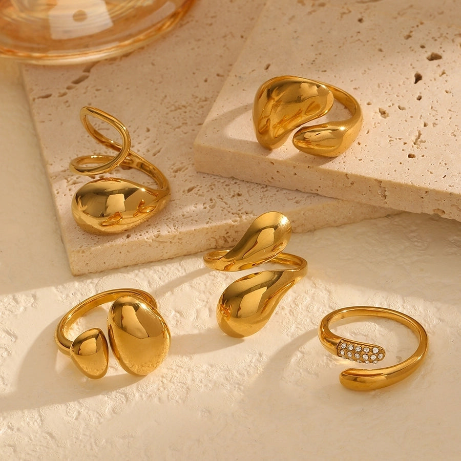 Jewelry IG Style Geometric 304 Stainless Steel 18K Gold Plated Polishing Plating Open Rings