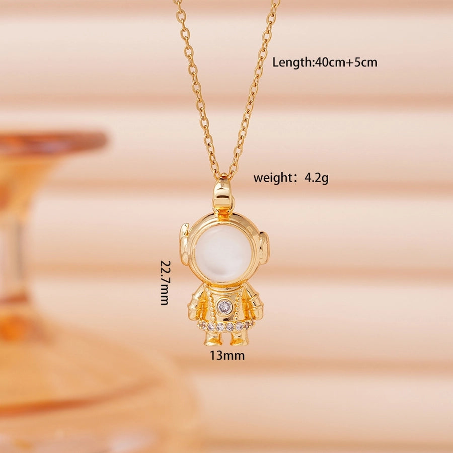Jewelry Cute IG Style Astronaut Starry Sky 304 Stainless Steel Copper Necklace