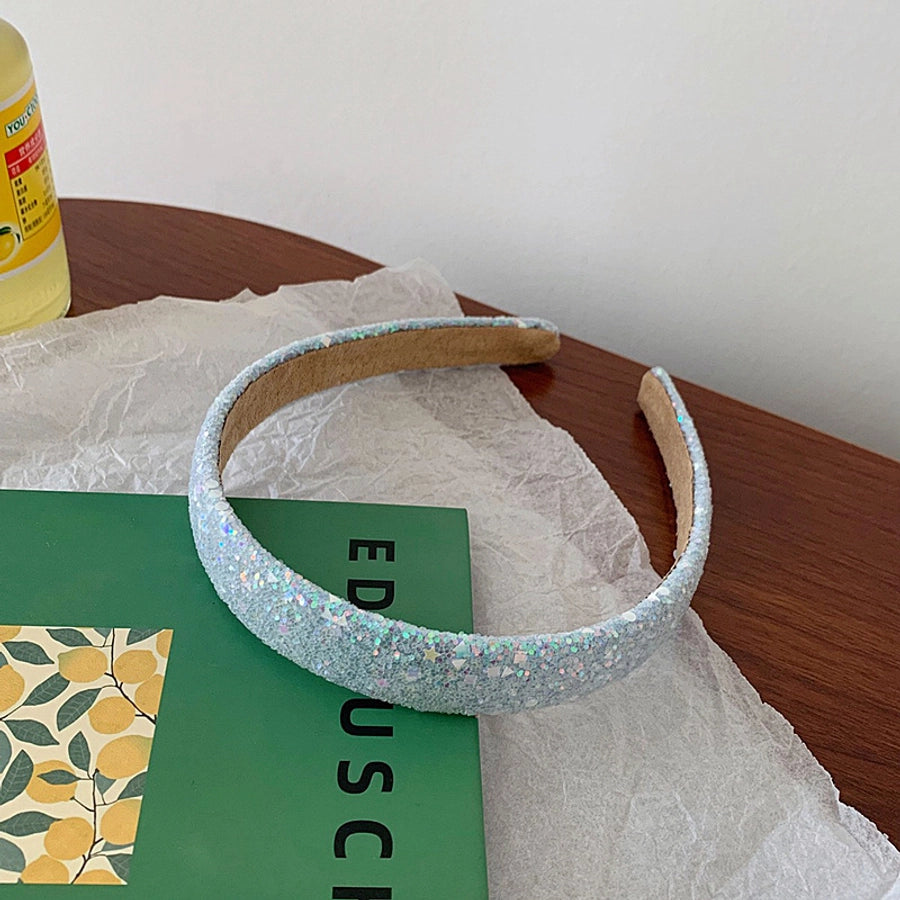 elegant streetwear solid color sequin cloth hair band