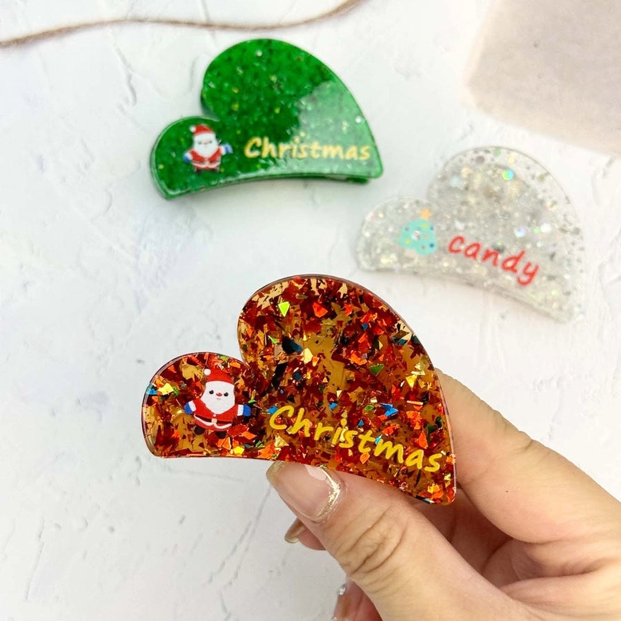 Christmas Cute Simple Style Women's Animal Santa Claus Heart Shape Arylic Hair Claws