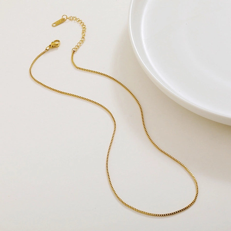 Jewelry Simple Style Geometric Solid Color Titanium Steel Chain Necklace