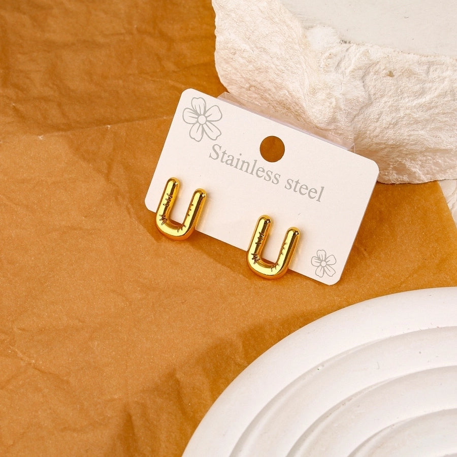 1 Pair Simple Style Classic Style Letter 304 Stainless Steel 18K Gold Plated Ear Studs