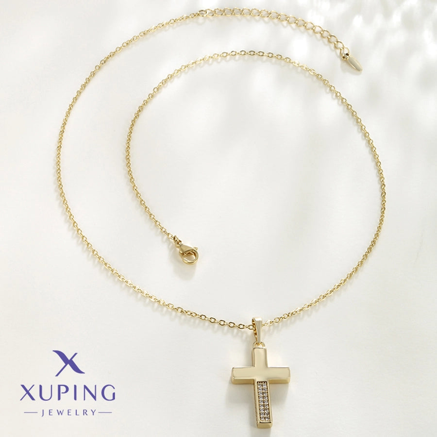 Copper 18K Gold Plated Cross Pendant Necklace