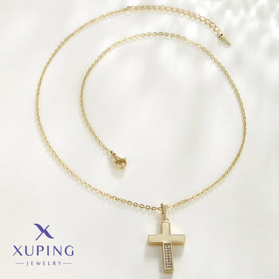 Copper 18K Gold Plated Cross Pendant Necklace