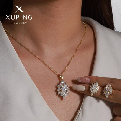 Copper 18K Gold Plated Plating Flower Artificial Gemstones Jewelry Set