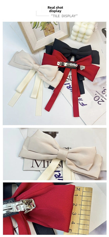 Big bow ribbon hairpin horizontal clip headdress temperament hair accessories high sense back head top clip spring clip