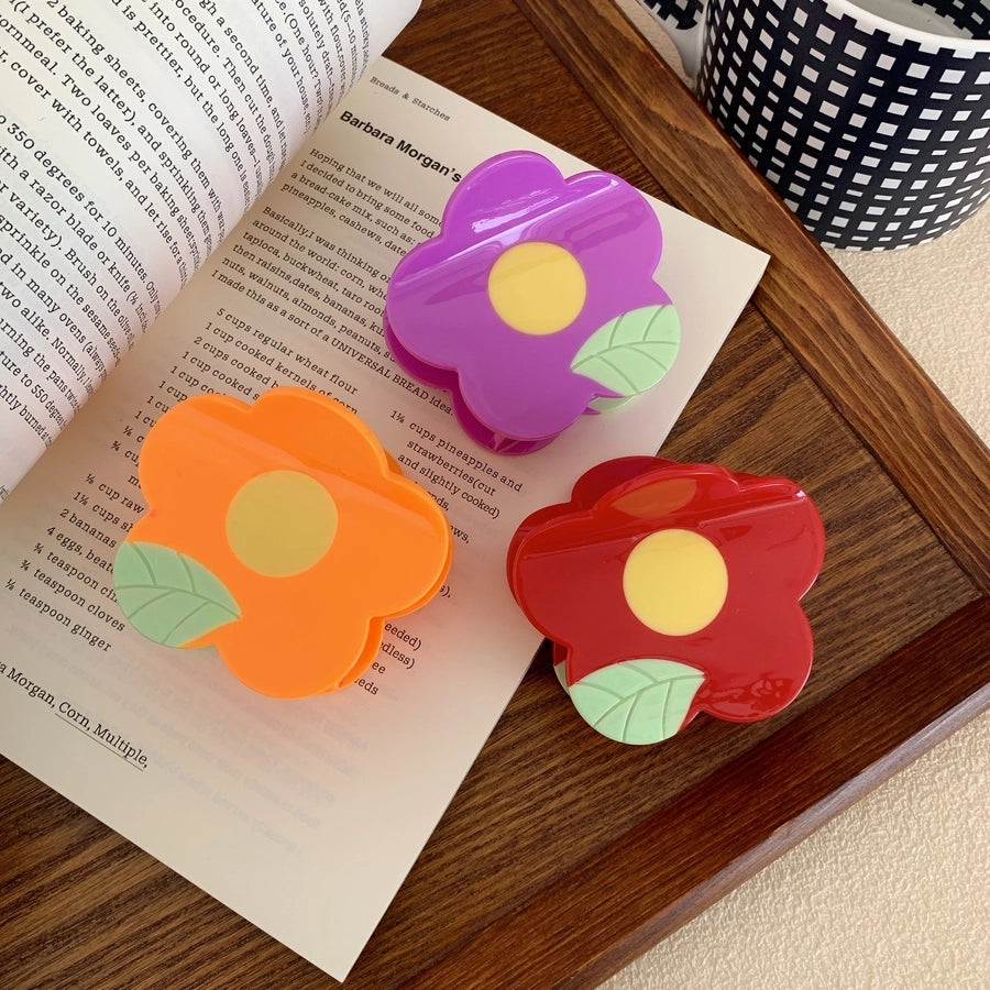 women's sweet simple style flower acetic acid sheets hair claws