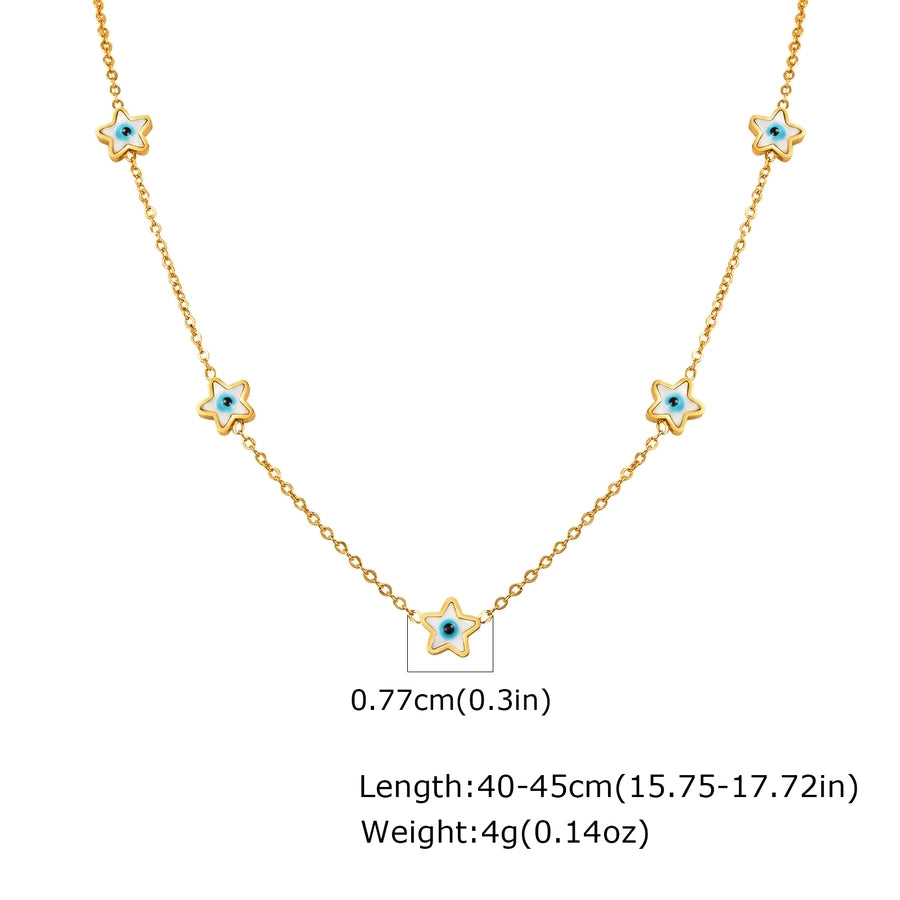 Jewelry Vintage Style Simple Style Heart Shape Eye Flower 201 Stainless Steel Necklace