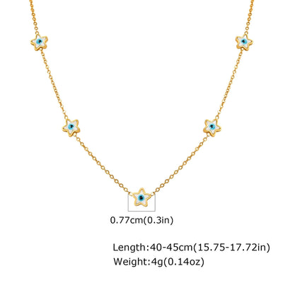 Jewelry Vintage Style Simple Style Heart Shape Eye Flower 201 Stainless Steel Necklace