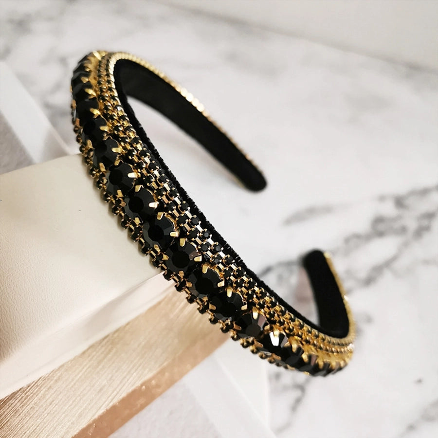 women's baroque style solid color rhinestone inlay hair band