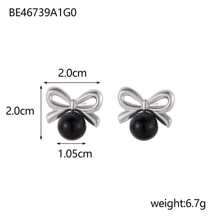 1 Pair Simple Style Bow Knot 304 Stainless Steel 18K Gold Plated Earrings