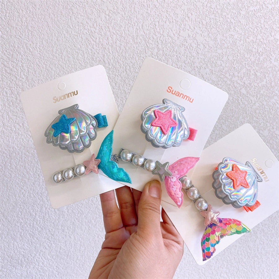 Girl'S Simple Style Classic Style Mermaid Cloth Contrast Collar Hair Clip