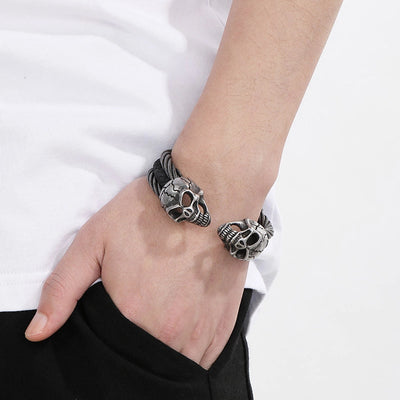 Business Lion's head Wolf Head Skull 304 Stainless Steel 18K Gold Plated Men's Bangle