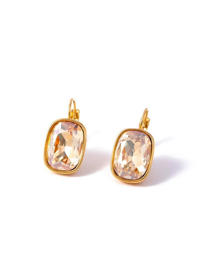 1 Pair IG Style Geometric 304 Stainless Steel Zircon 18K Gold Plated Earrings