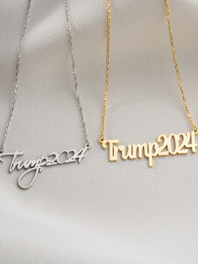 Jewelry Retro Funny Novelty Donald Trump Letter 316 Stainless Steel  Pendant Necklace