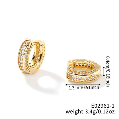 1 Pair Cute Shiny Korean Style Geometric Inlay Copper Zircon K Gold Plated Earrings