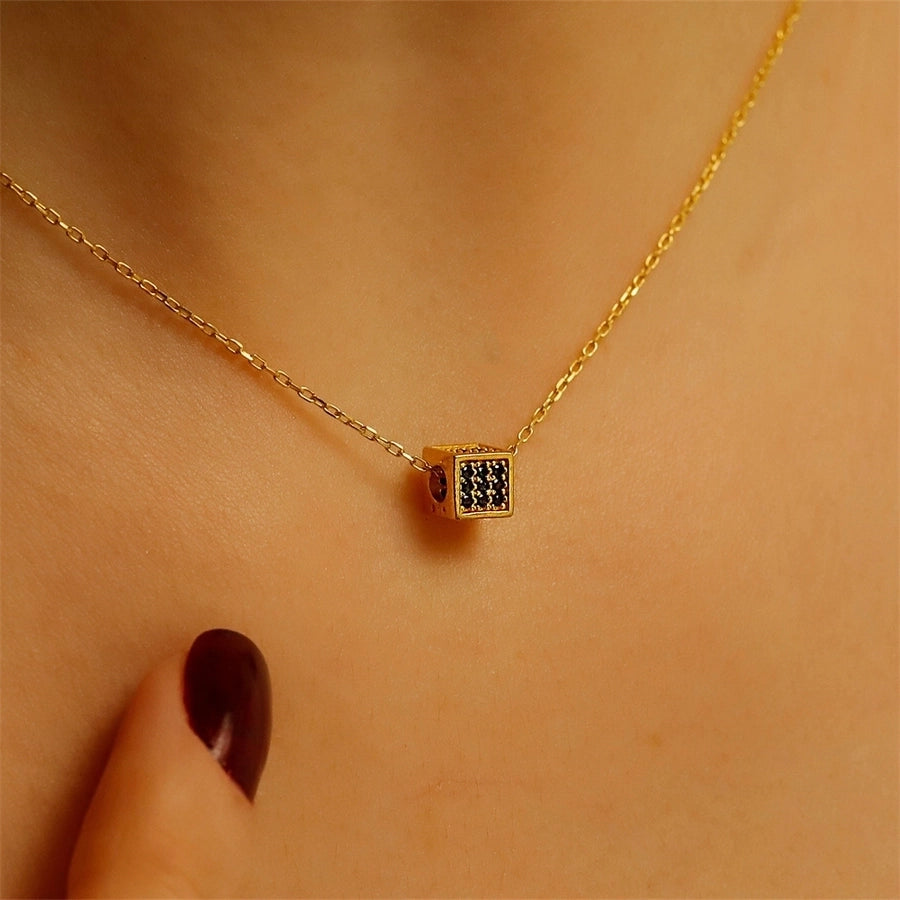 Jewelry Simple Style Geometric Square Titanium Steel Pendant Necklace