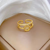 Brass Gold Plated Geometric Letter Zircon Brass Rings