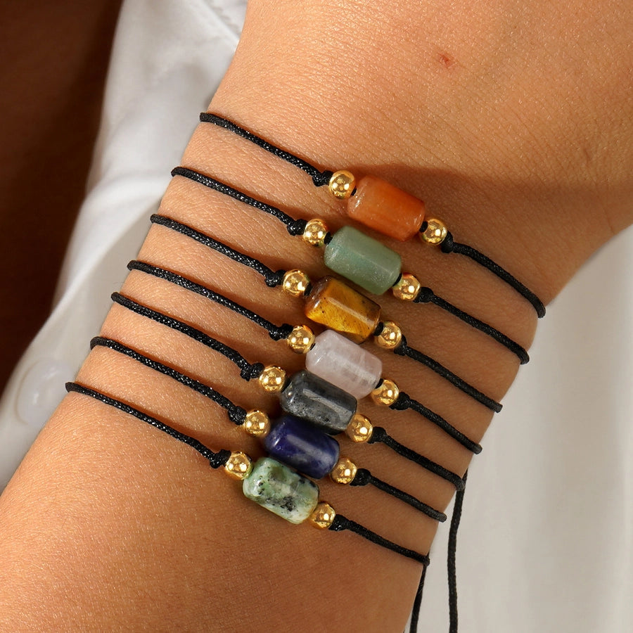 Autumn and Winter New Arrival Hot Sale New Chinese Color Natural Stone Copper Bead Bracelet Advanced Simple Personality Trendy Bracelet All-Matching