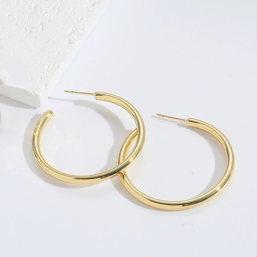 1 Pair Vintage Style Simple Style Round Copper Zircon 14K Gold Plated Earrings Ear Studs