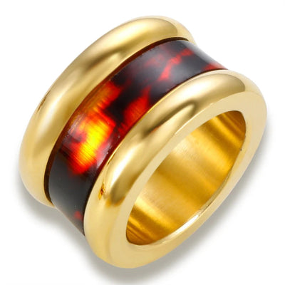 Jewelry Streetwear Color Block 304 Stainless Steel Resin Plating Rings
