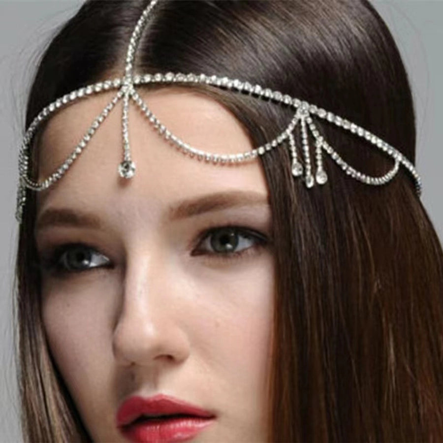 simple rhinestone water drop chain hair accessories