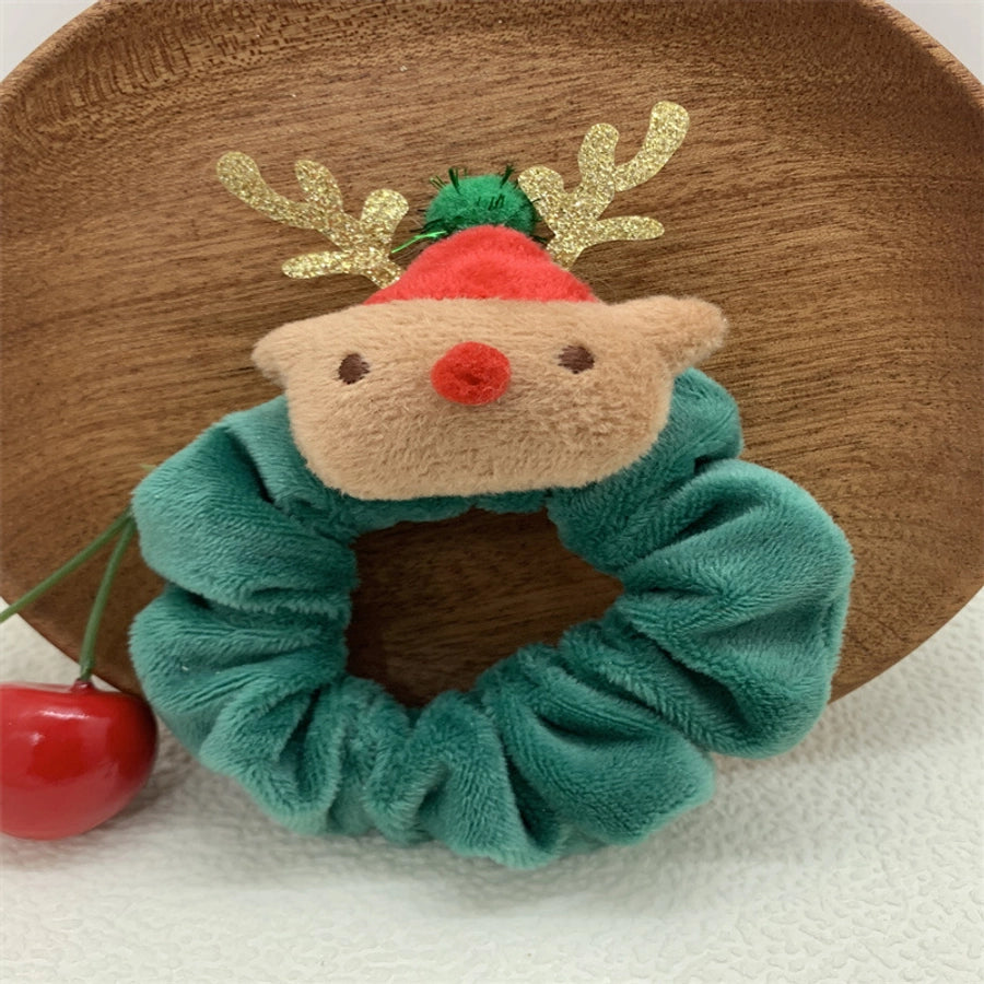 Christmas Cartoon Style Cute Women's Christmas Hat Christmas Tree Santa Claus Flannel Hair Tie