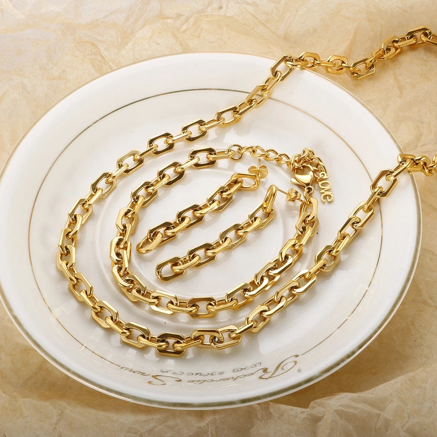 Jewelry Simple Style Geometric 304 Stainless Steel Plating Bracelets Earrings Necklace