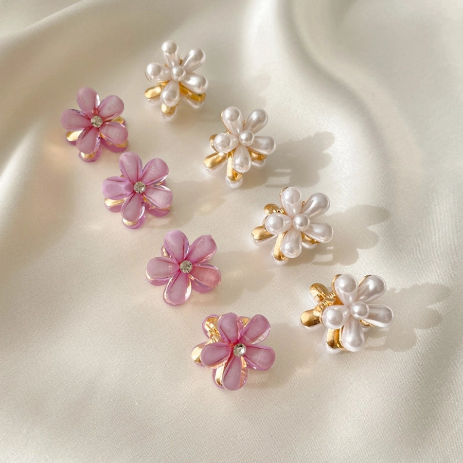 sweet flower imitation pearl alloy resin handmade hair clip