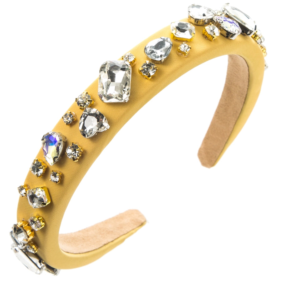 Women's Elegant Glam Square Heart Shape Cloth Sponge Inlay Rhinestones Glass Stone Hair Band