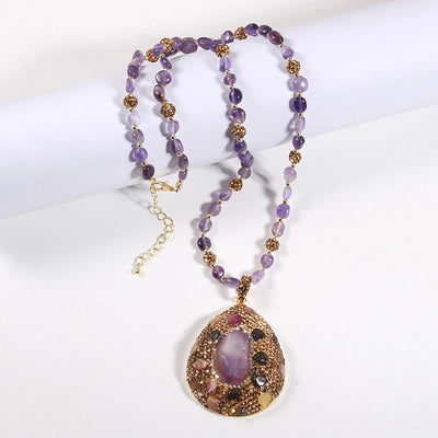 Vacation Simple Style Water Droplets natural stone Beaded Chain Pendant Necklace In Bulk